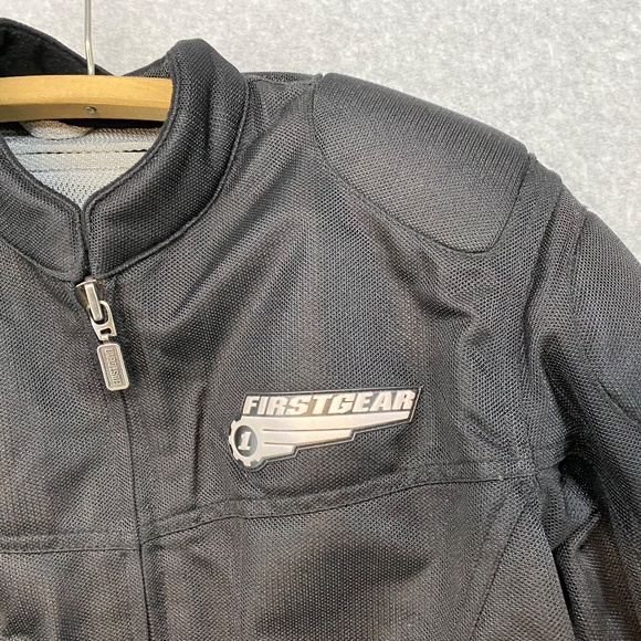 First Gear Motorcycle Jacket Women M Mesh Vented Mesh Black Shoulder Elbow Pads - Picture 2 of 14